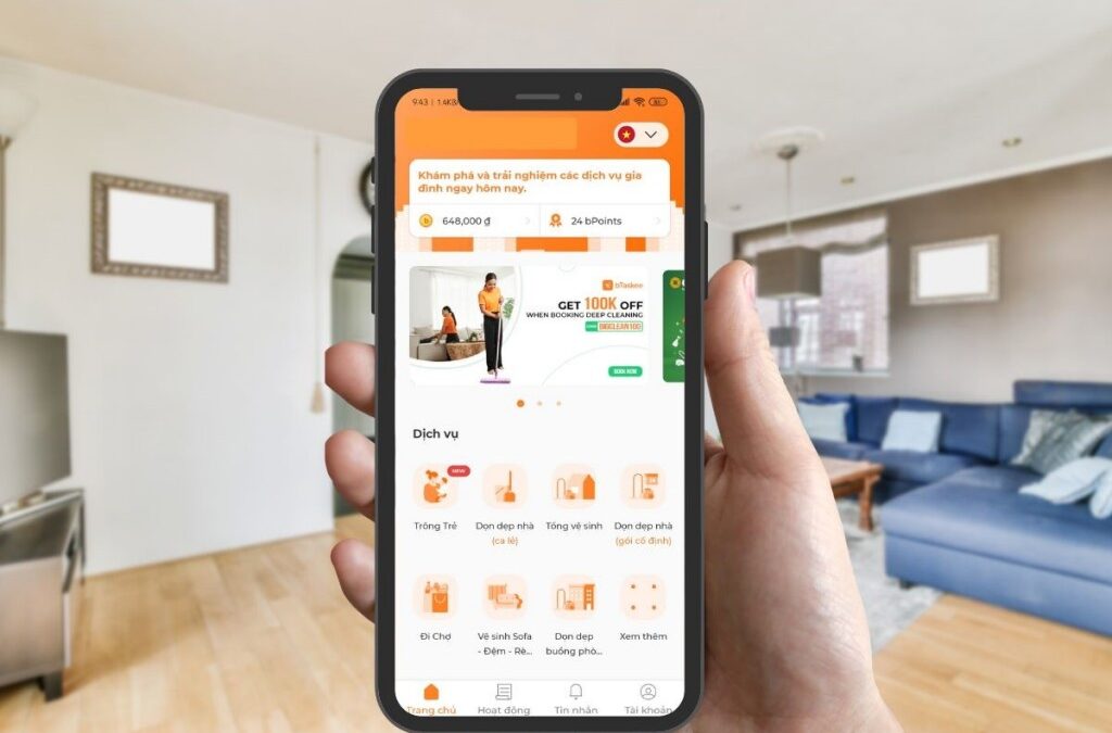 Ứng dụng giúp việc nhà bTaskee
